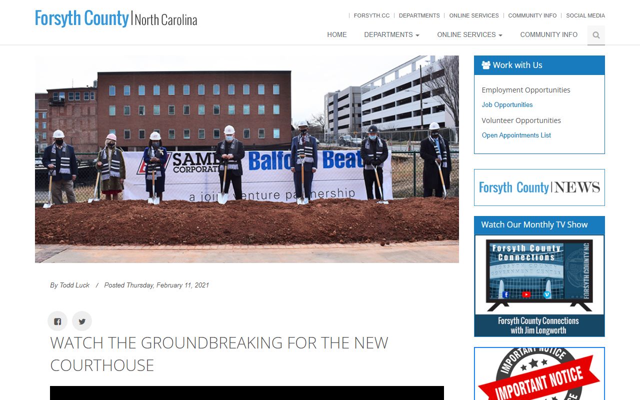 Forsyth County Clerk of Superior Court courthouse construction records