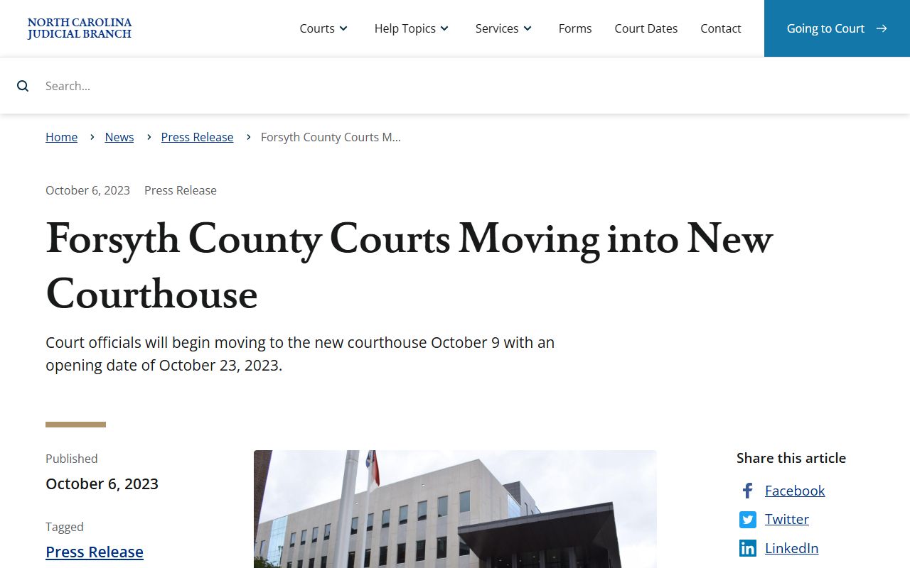 Forsyth County Clerk of Superior Court courthouse move records