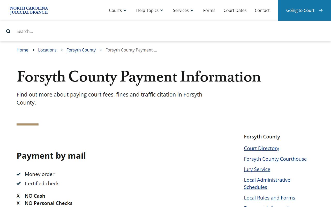 Forsyth County Clerk of Superior Court payment information