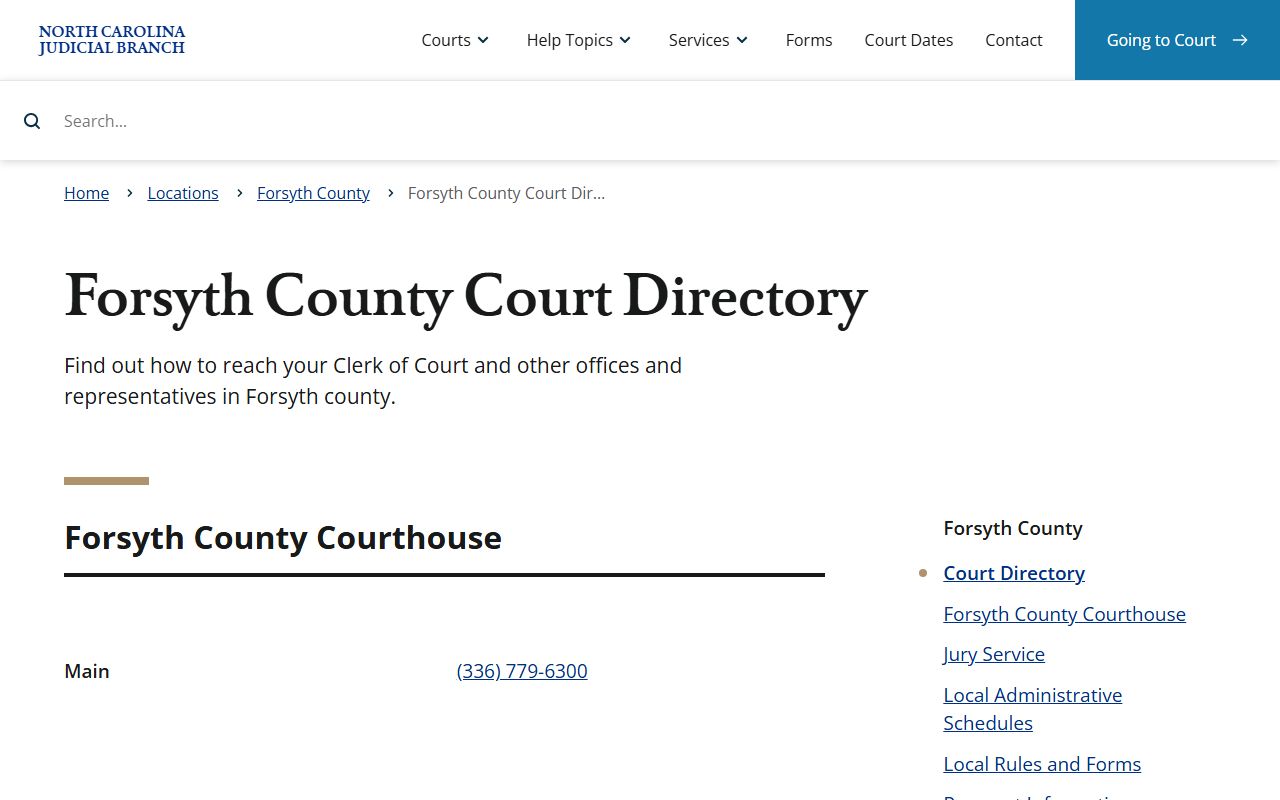 Forsyth County Clerk of Superior Court contact directory
