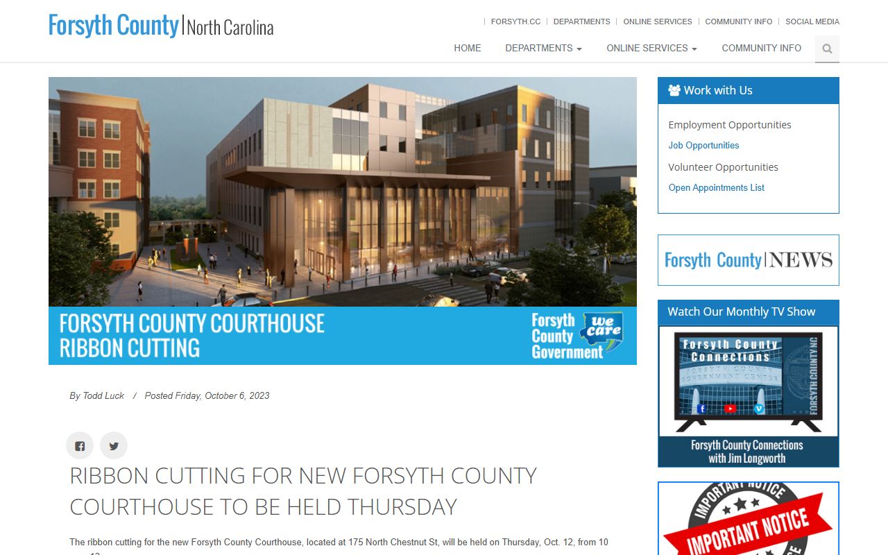 Forsyth County Clerk of Superior Court new courthouse