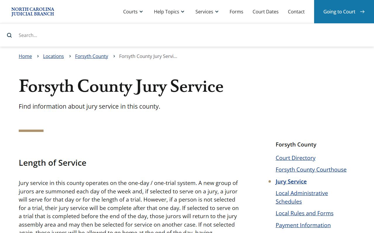 Forsyth County court dockets jury service
