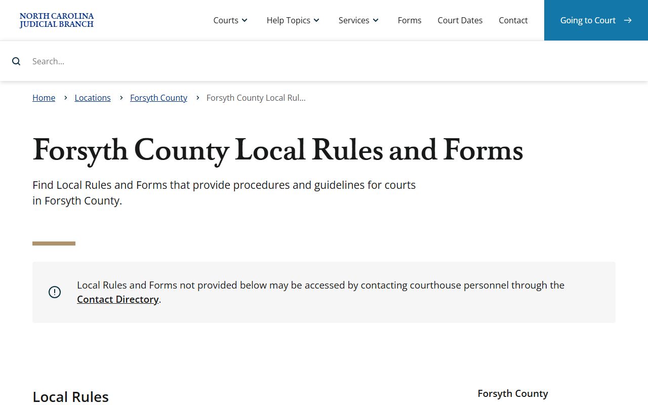 Forsyth County court dockets local rules and forms
