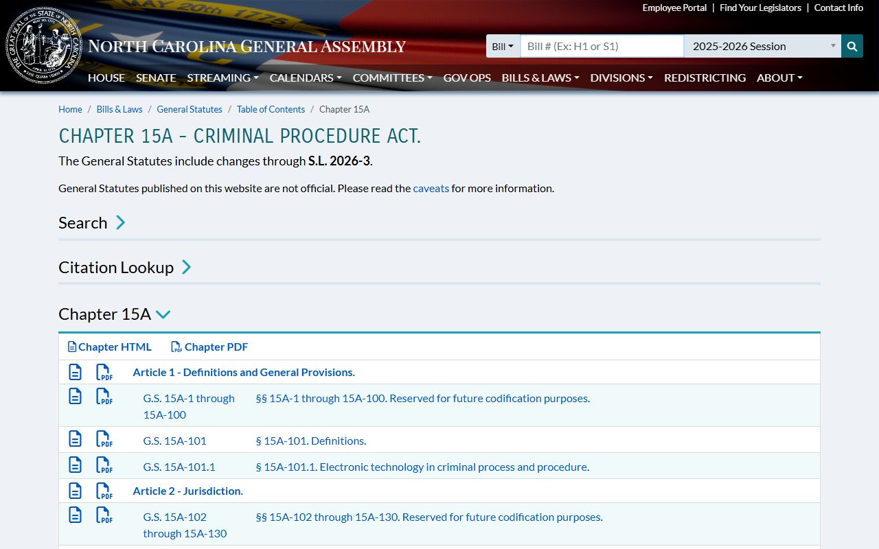 Forsyth County criminal court records Chapter 15A criminal procedure