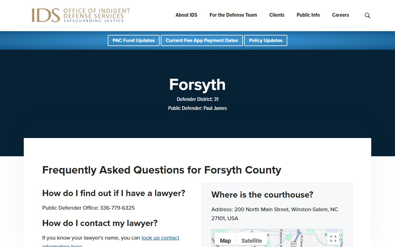Forsyth County criminal court records public defender information