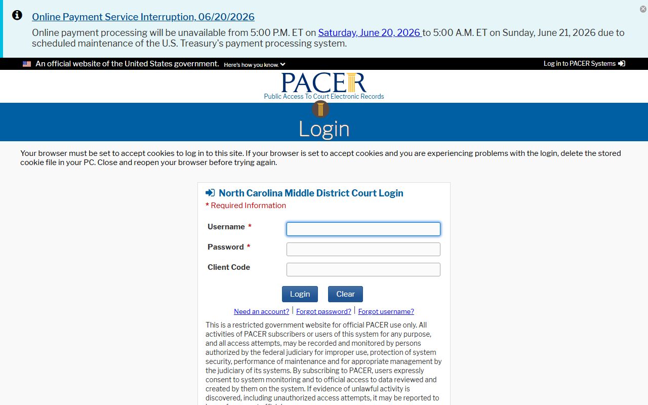 Forsyth County warrant records NCMD CM ECF context