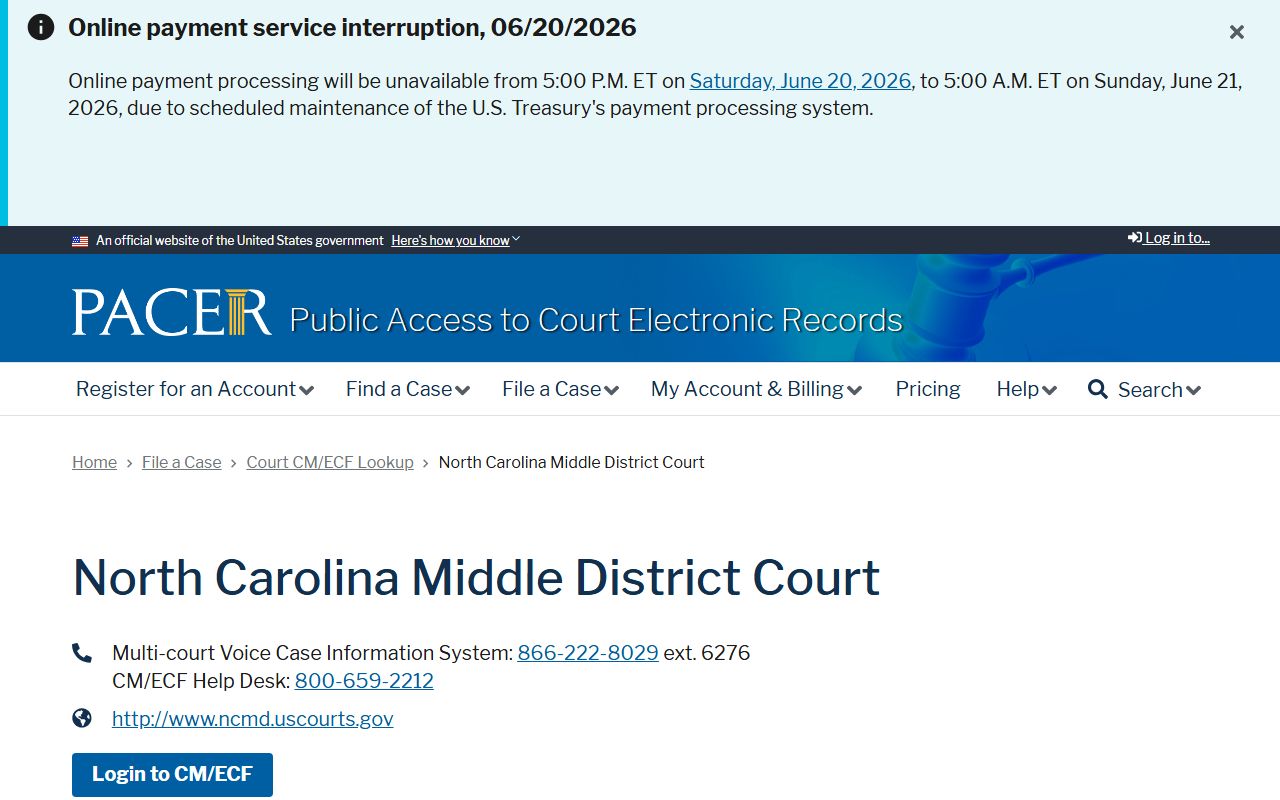 Forsyth County warrant records PACER court lookup context